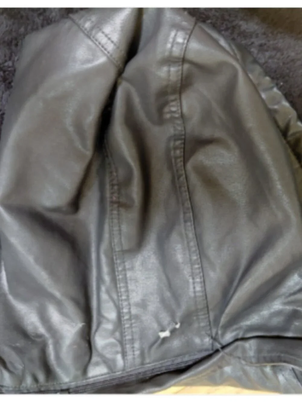 black faux leather cropped jacket